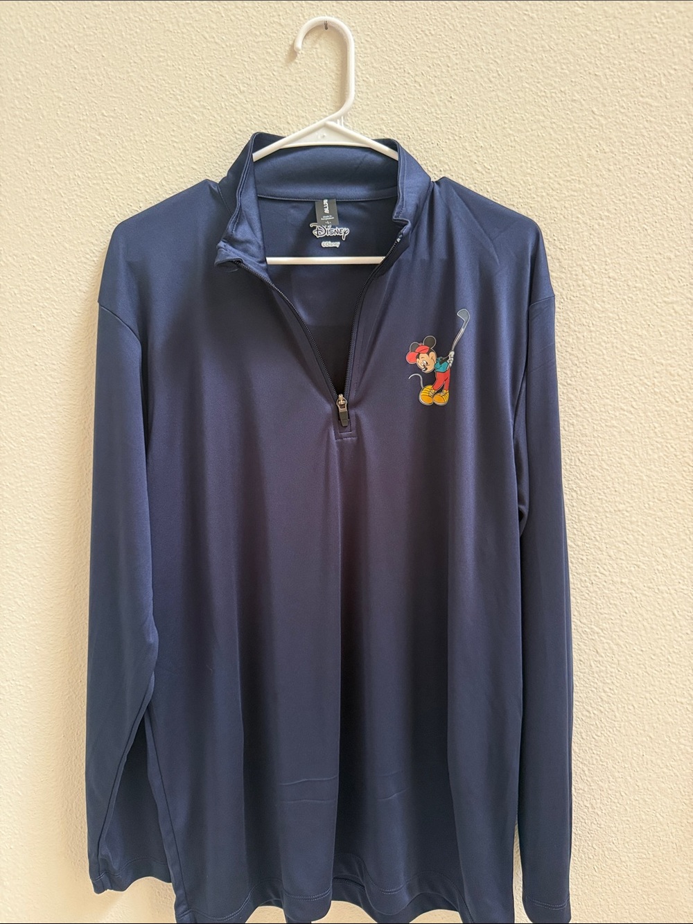 Disney Mickey Mouse Golf Quarter Zip Pullover Men’s Large Navy Blue Long Sleeve